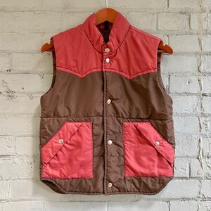 Vintage 70s Brown and Orange Quilted Puffer Vest